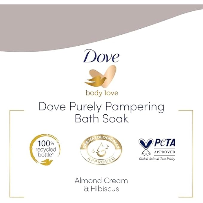 دوف حمام حمام Dove Soothing Caring Bath Suak مع كريم ترطيب 1/4، كريم اللوز والكركديه لحمام فقاعات فاخر 450 مل - Image 5